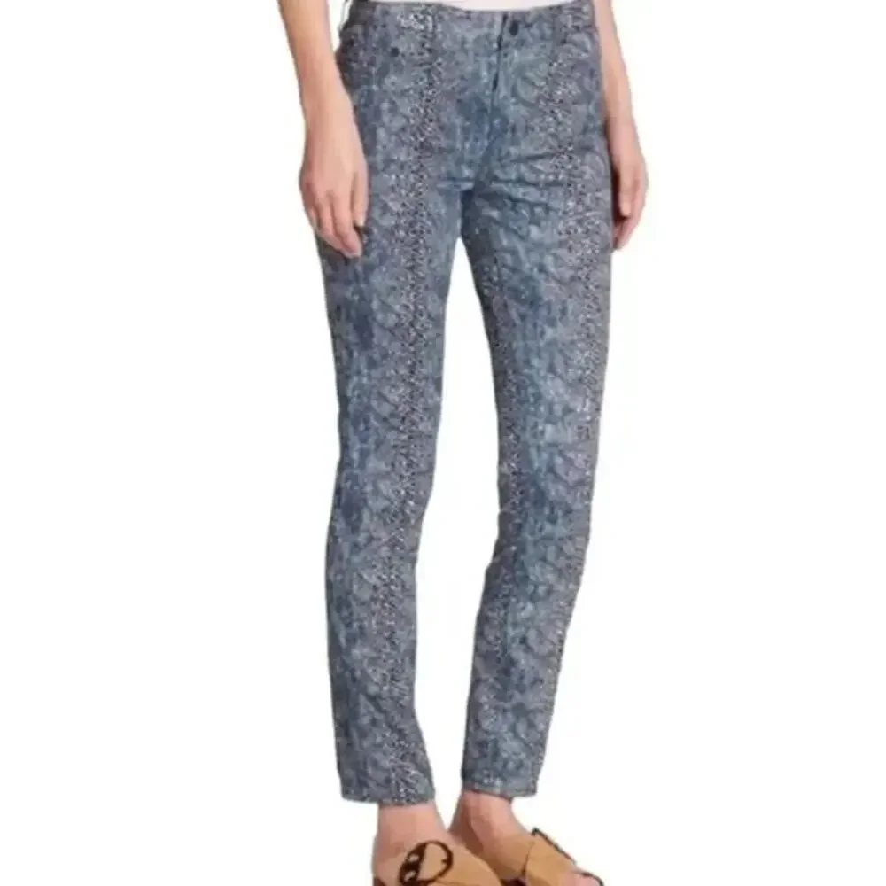 Tory Burch Snake Print Mid Rise Skinny Jeans 26